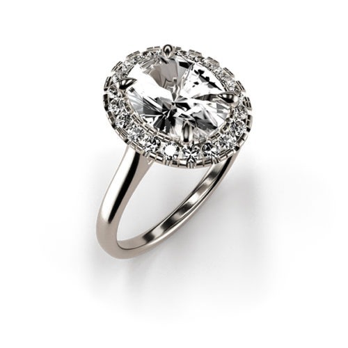 Cat-Claw Halo Oval Moissanite Ring An