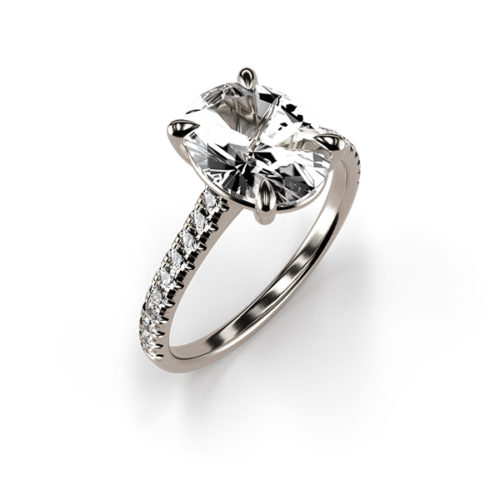 Oval Moissanite White Ring Gold Ring with a Moissanite Band