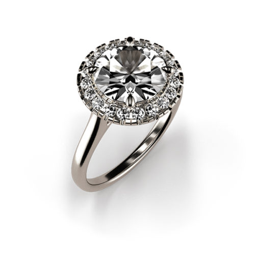 Halo 2ct Round Moissanite Ring An