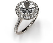 Halo Round Cut 2ct Moissanite Ring with a Moissanite Band An