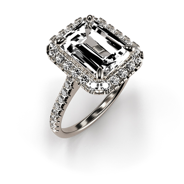 Moissanite White Gold Ring with a Moissanite Band