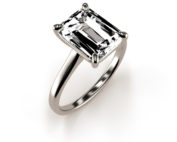 Cat-Claw Emerald Cut Moissanite White Gold Ring