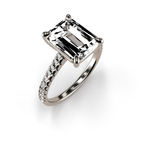 Cat-Claw Solitaire Emerald Cut Moissanite Ring
