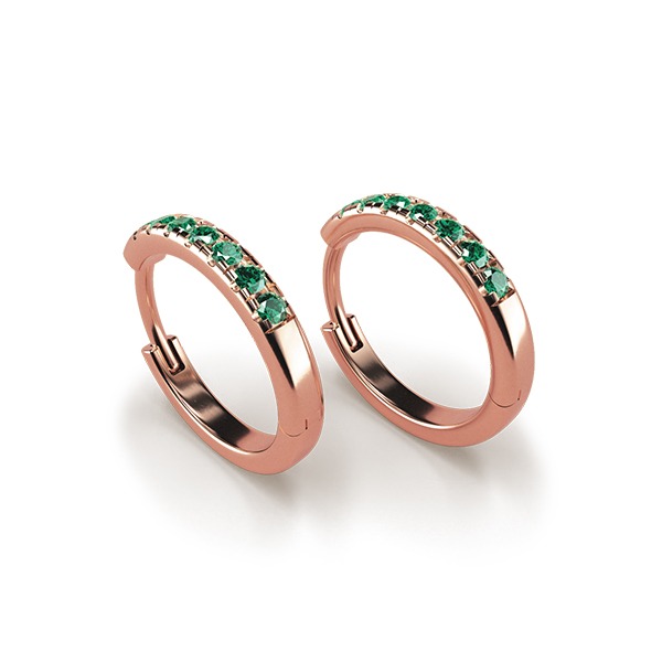 Gold Emerald Huggie Earrings (Medium) An Rose Gold