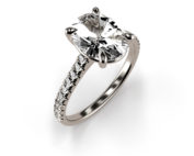 Solitaire 2ct Oval Silver Moissanite Ring with a Moissanite Band An