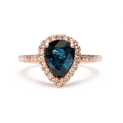 Pear Cut Peacock Sapphire And Diamond Ring