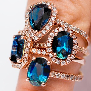 Oval Peacock Sapphire Halo Ring