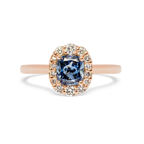 Fancy Blue Cushion Cut Lab Grown Diamond Ring.jpg