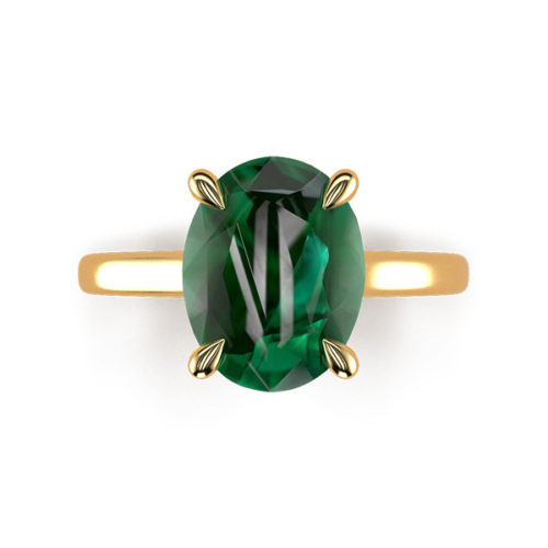 Cat-Claw Solitaire Oval Emerald Ring Tp Yellow Gold