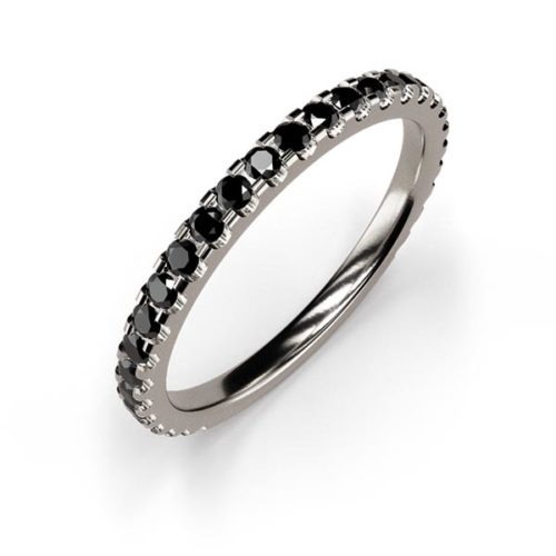 0.015ct Black Moissanite Silver Eternity Ring An White Gold