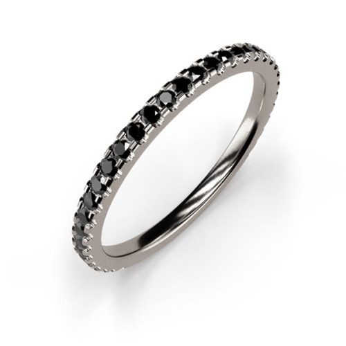 0.01ct Black Moissanite Silver Eternity Ring