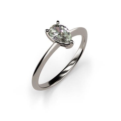 3-Claw Solitaire Pear Cut 0.50ct Diamond Ring An White Gold