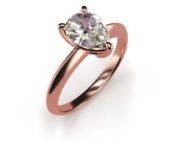 3-Claw Solitaire Pear Cut 1ct Diamond Ring An Rose Gold
