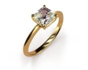 4-Claw Solitaire Cushion Cut 1ct Diamond Ring An Yellow Gold