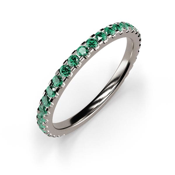 Medium Silver Emerald Eternity Ring An White Gold
