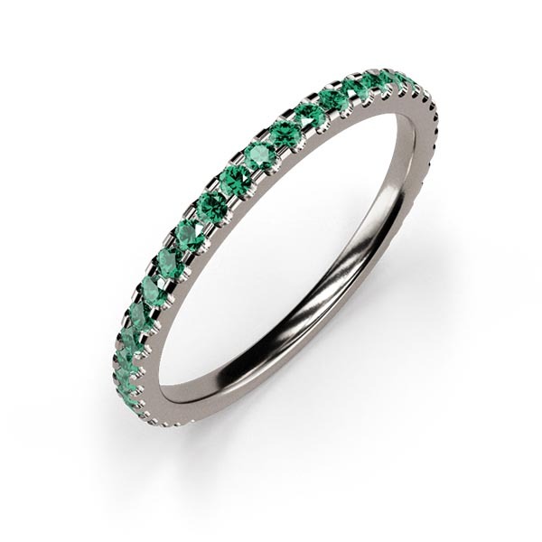 Small Emerald Silver Eternity Ring An White Gold