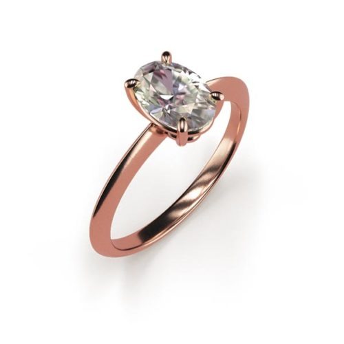 4-Claw Solitaire Oval Cut 0.80ct Lab Grown Diamond Ring An Rose Gold