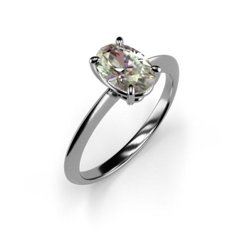 4-Claw Solitaire Oval Cut 0.80ct Lab Grown Diamond Ring An White Gold