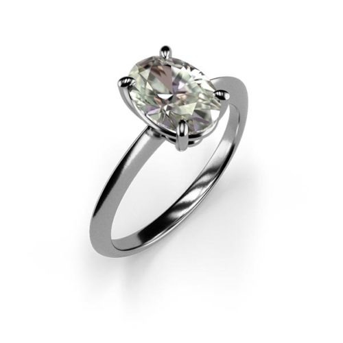 4-Claw Solitaire Oval Cut 1ct Lab Grown Diamond Ring An White Gold