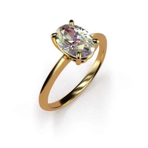 4-Claw Solitaire Oval Cut 1ct Lab Grown Diamond Ring An Yellow Gold