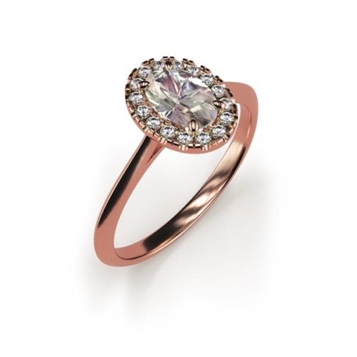 Halo Oval Cut 0.50ct Lab Grown Diamond Ring An Rose Gold