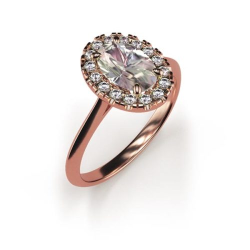 Halo Oval Cut 0.80ct Lab Grown Diamond Ring An Rose Gold