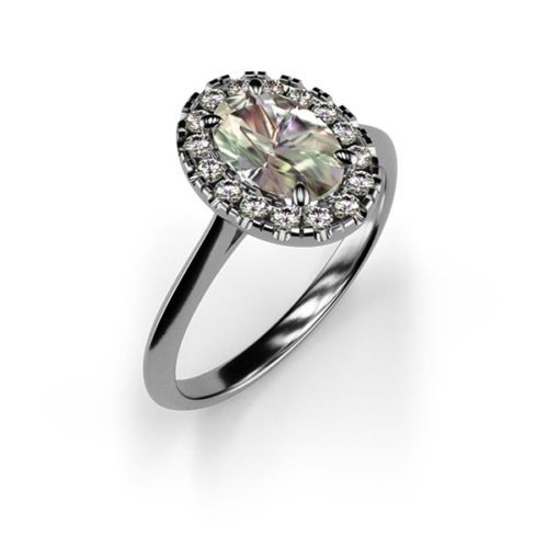 Halo Oval Cut 0.80ct Lab Grown Diamond Ring An White Gold