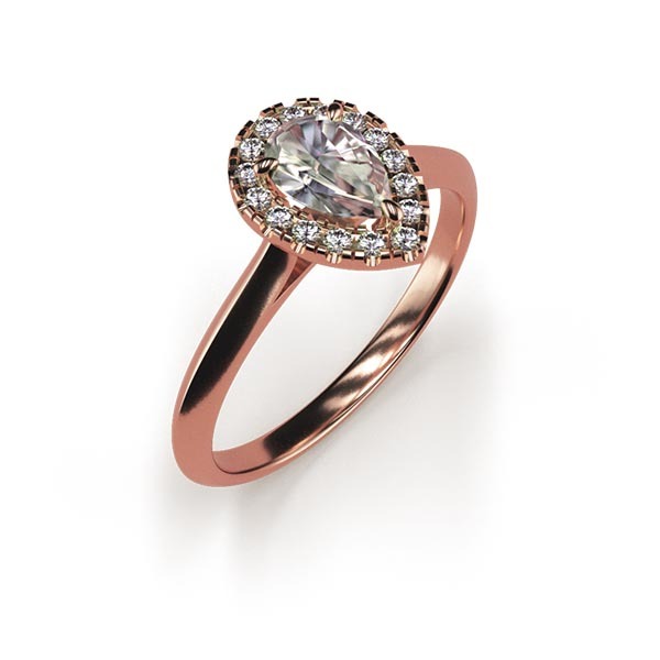 Halo Pear Cut 0.50ct Lab Grown Diamond Ring An Rose Gold