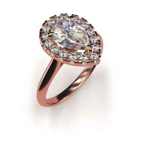 Halo Pear Cut 1ct Lab Grown Diamond Ring An Rose Gold