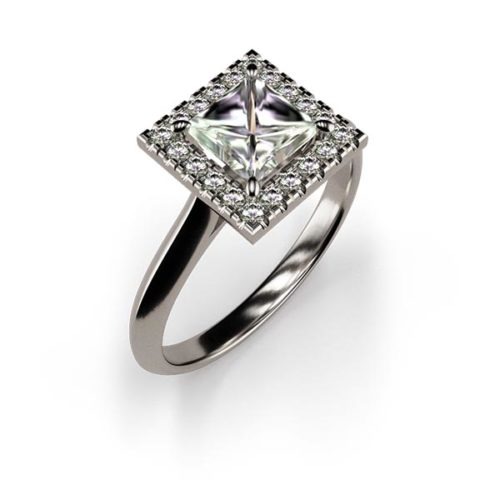 Halo Princess Cut 0.8ct Lab Grown Diamond Ring An White Gold