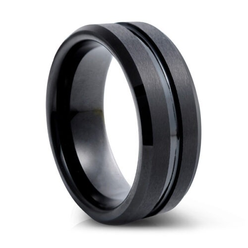 Centred Nightstrike 8mm Tungsten Men’s Wedding Ring