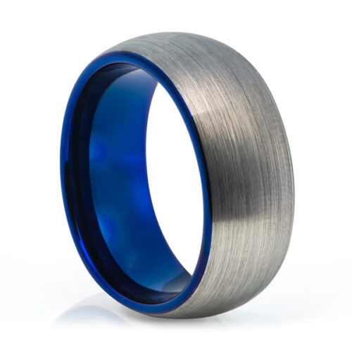 Silver Cobalt 8mm Tungsten Men’s Wedding Ring